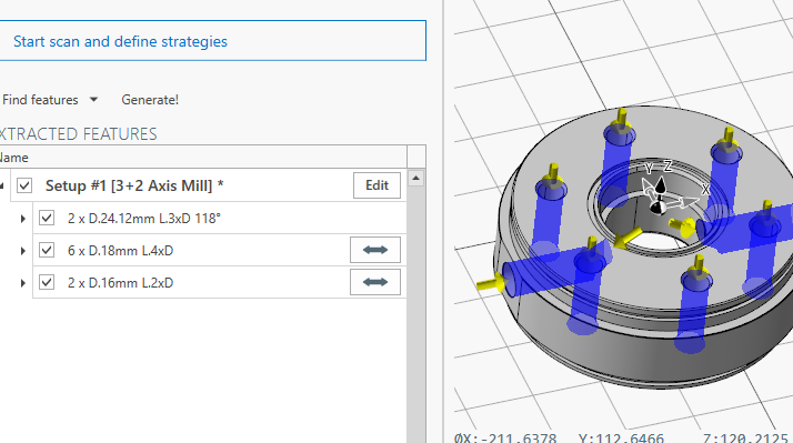 Drilling recognition: hole detection from 3D model