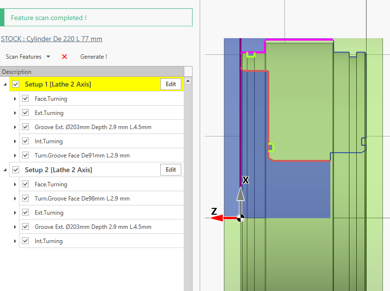 Turning feature recognition: turning operations extracted from 3D model